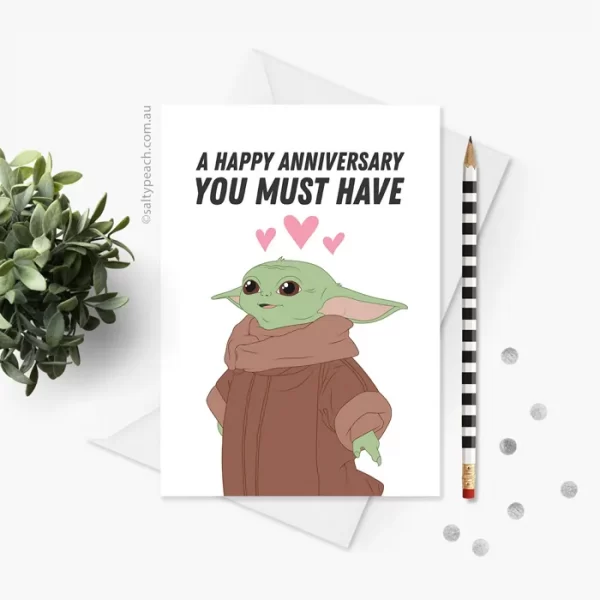 Baby Yoda Anniversary Card