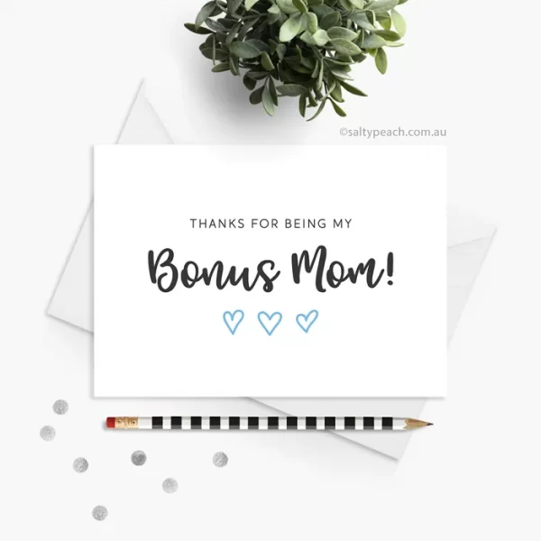 Bonus Mom Card Blue Hearts