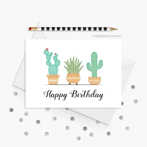 Cute Cactus Birthday Card