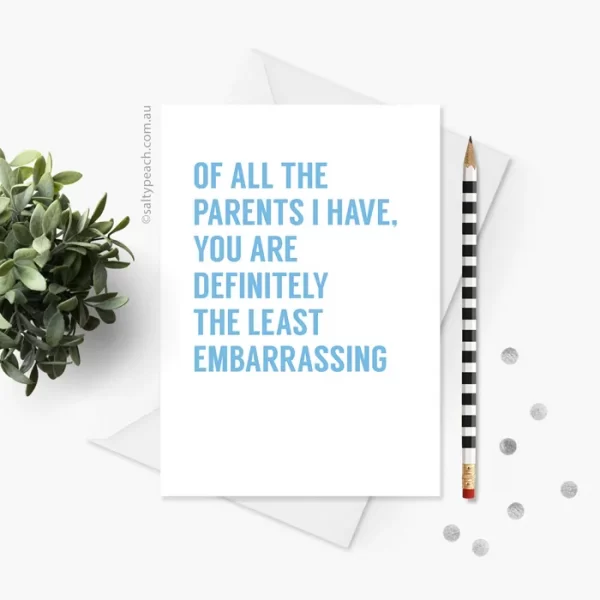 Least Embarrassing Parent Card - Blue