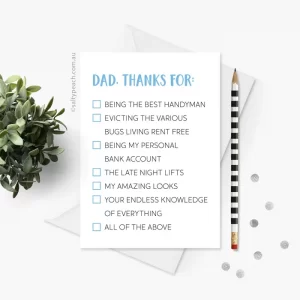 Thanks Dad Checklist Card