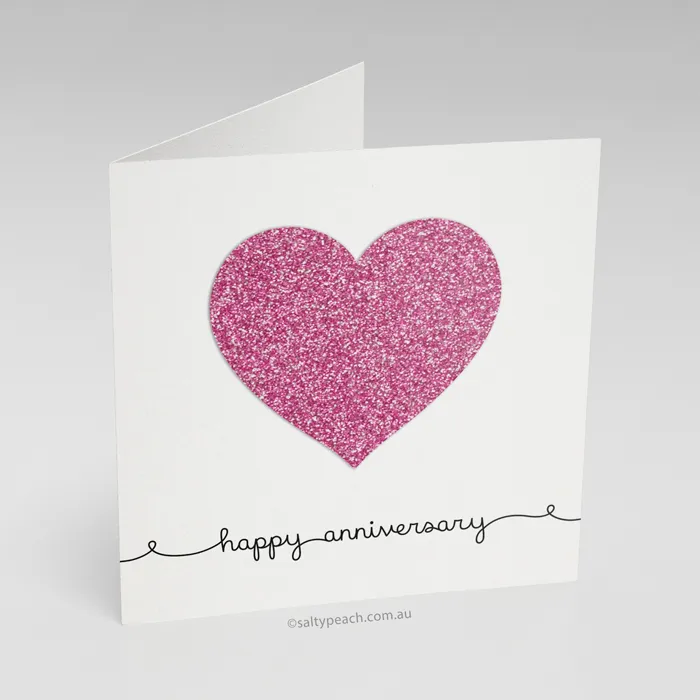 Handmade Anniversary Card Pink Heart