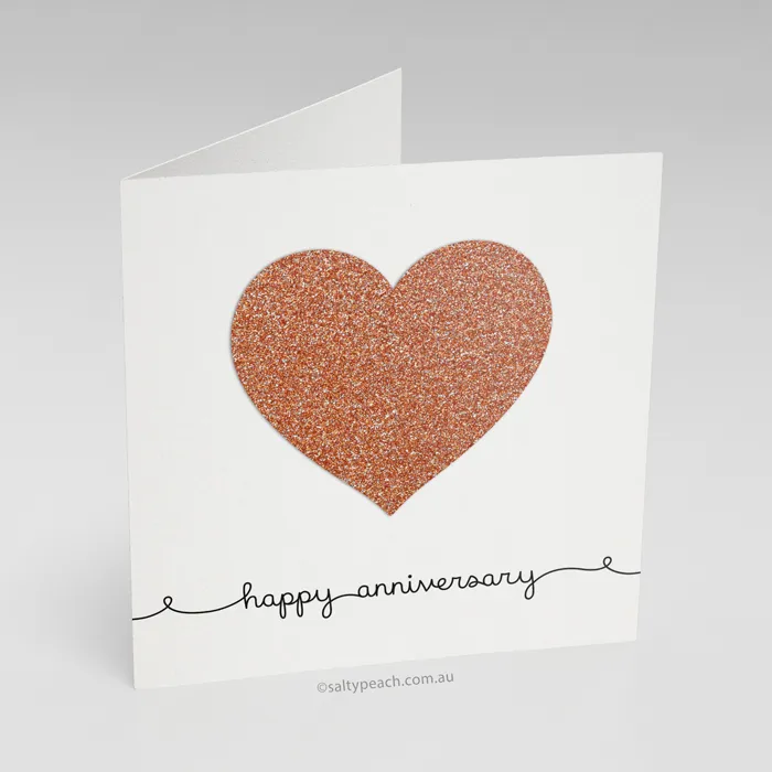 Handmade Anniversary Card Rose Gold Heart
