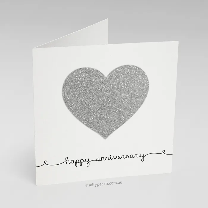 Handmade Anniversary Card Silver Heart