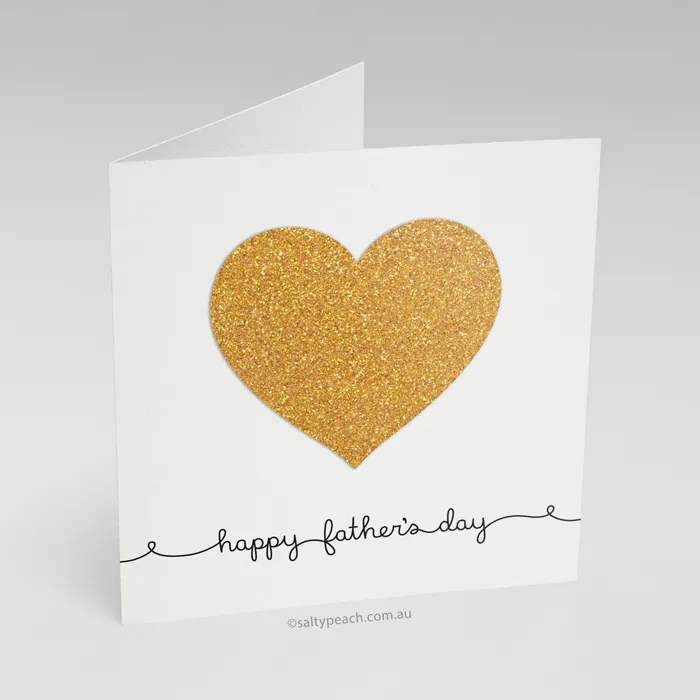 Handmade Father's Day Card Bright Gold Heart