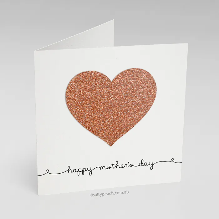 Handmade Mother's Day Card Rose Gold Heart