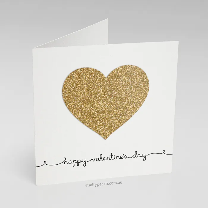 Handmade Valentine's Day Card Gold Heart