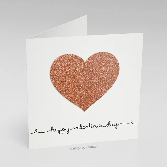Handmade Valentine Card Rose Gold Heart