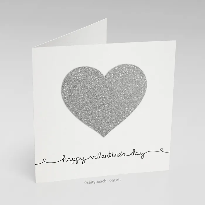 Handmade Valentine Card Silver Heart