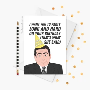 Michael Scott Party Long and Hard Card