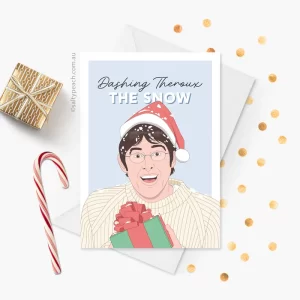 Dashing Theroux the Snow Christmas Card