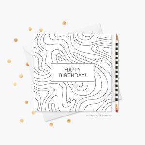 Happy Birthday Marble Colouring Card