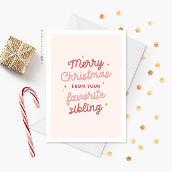 Favorite Sibling Merry Christmas Card