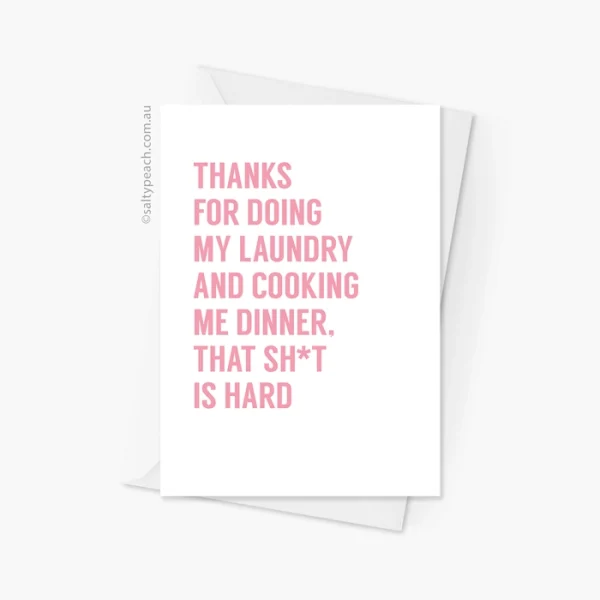 Laundry and Dinner Card Pink Censored